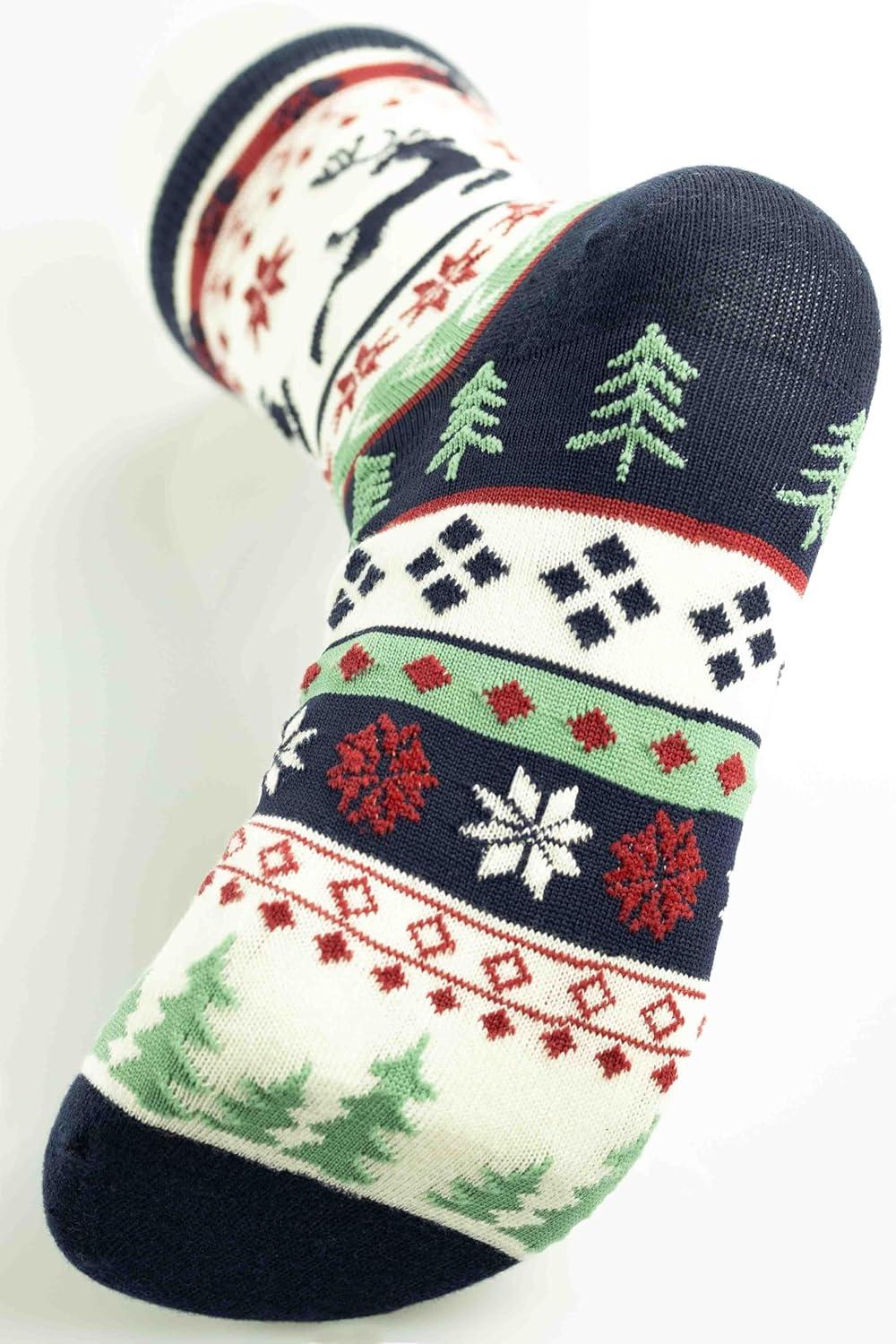 imageLazyOnes Men and Womens Novelty Crew Socks Funny Gifts For Men and Women Christmas SocksTree Fair Isle