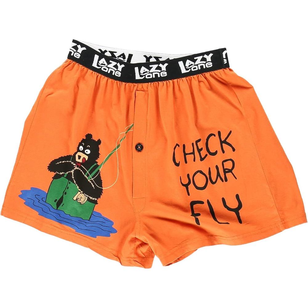imageLazy One Check Your Fly  Fishing  Mens Funny Boxer
