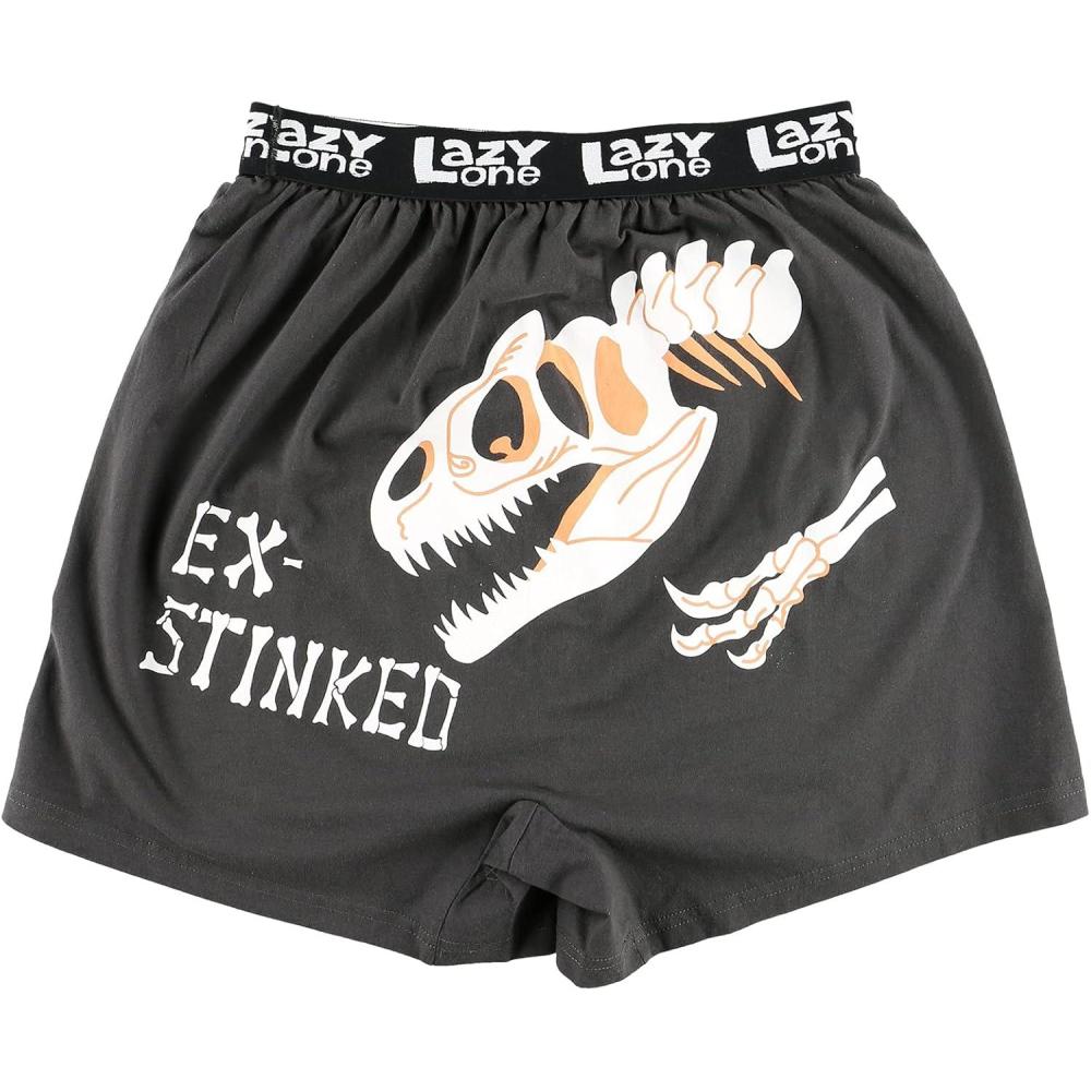 imageLazy One Funny Animal Boxers Novelty Boxer Shorts Humorous Underwear Gag Gifts for Men Dinosaur Bones Fossil TRex Ex Stinked Small