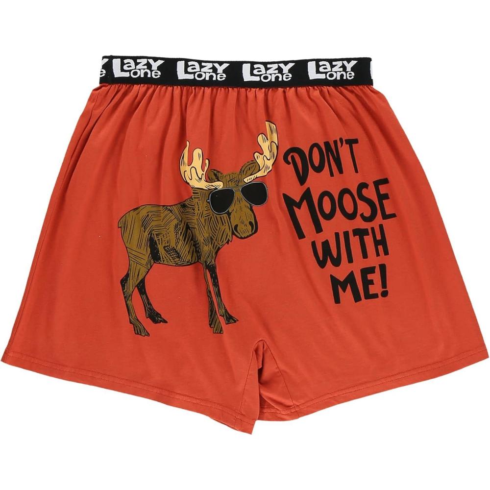 imageLazy One Funny Animal Boxers Novelty Boxer Shorts Humorous Underwear Gag Gifts for Men Dont Moose With Me LARGE