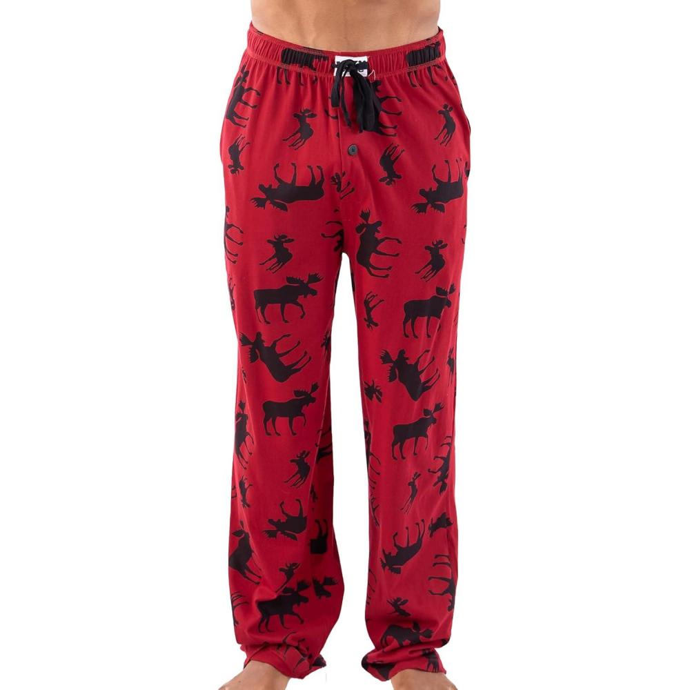imageLazy One Funny Moose Pajama Pants for Men Mens Separate Bottoms Lounge PantsClassic Moose Mens Pajama Pants
