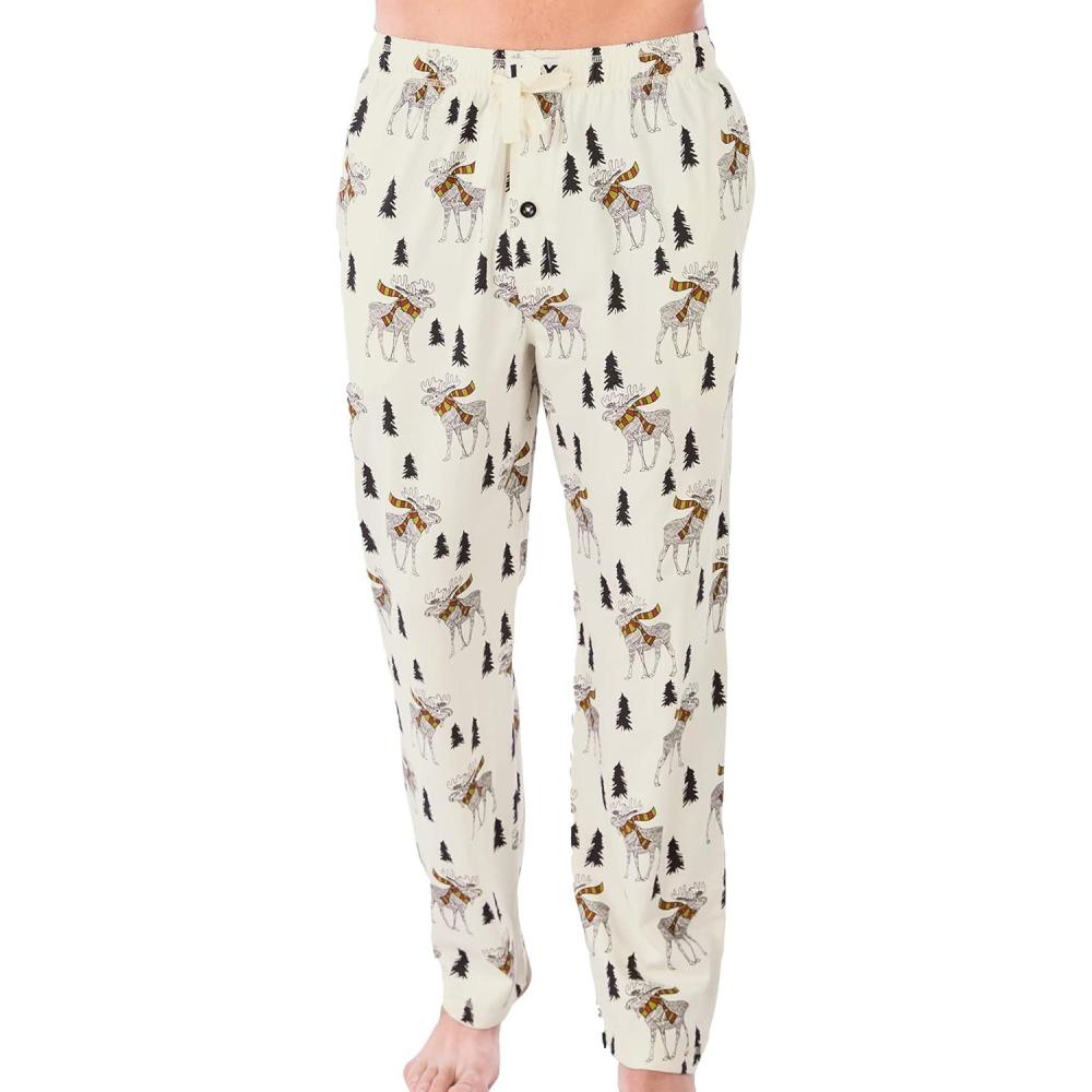 imageLazy One Funny Moose Pajama Pants for Men Mens Separate Bottoms Lounge PantsCream Moosletoe Pajamas Pants