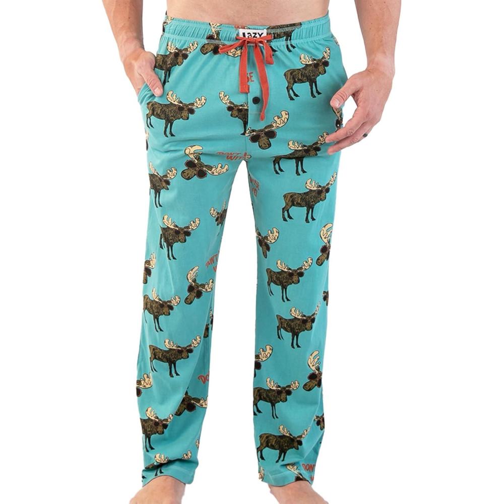 imageLazy One Funny Moose Pajama Pants for Men Mens Separate Bottoms Lounge PantsDont Moose Pajama Pants