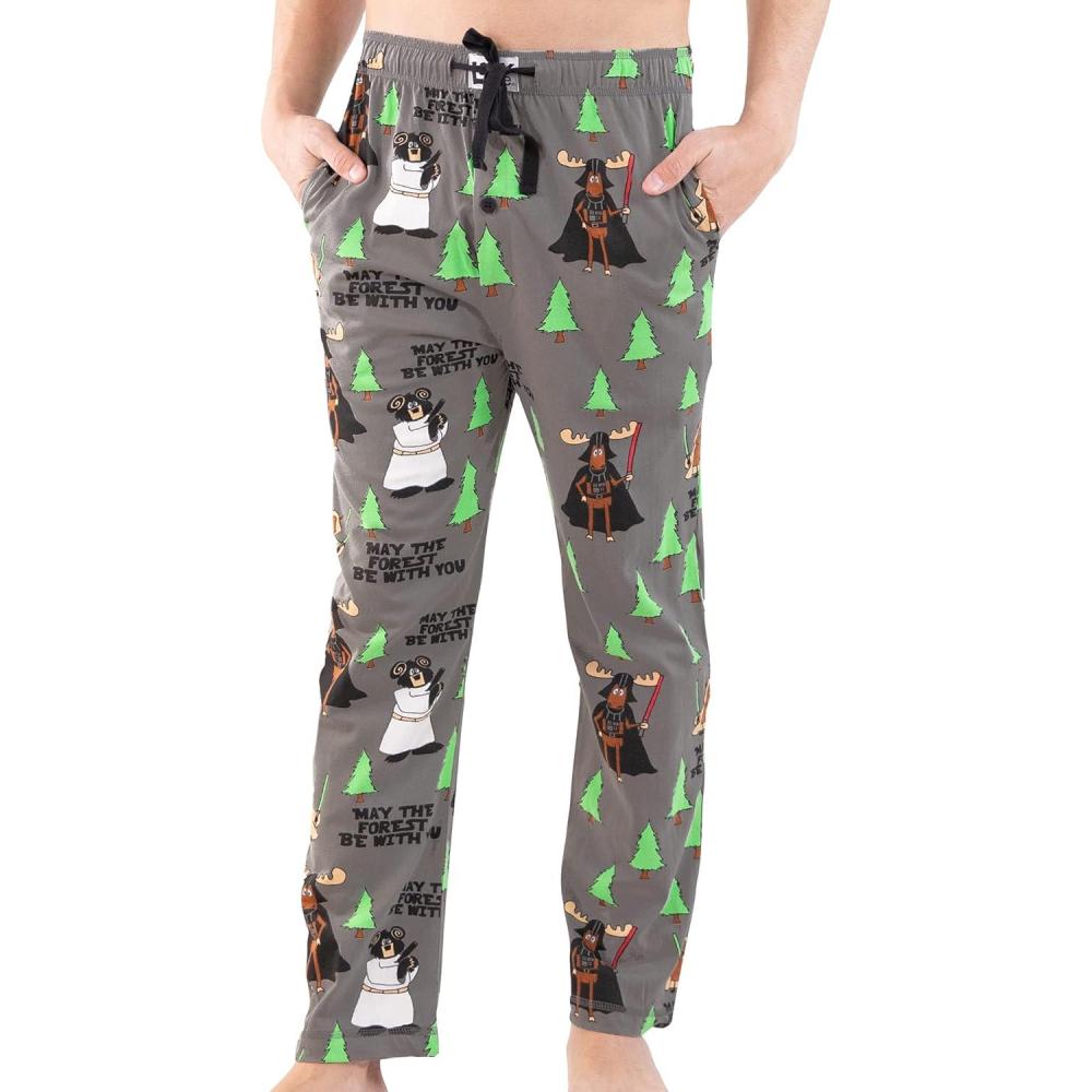 imageLazy One Funny Moose Pajama Pants for Men Mens Separate Bottoms Lounge PantsMay the Forest Be With You Pajama Pants