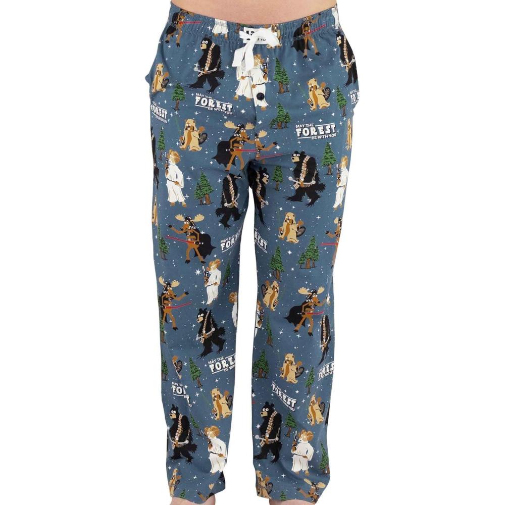 imageLazy One Funny Moose Pajama Pants for Men Mens Separate Bottoms Lounge PantsMay the Forest Blue Pajama Pants