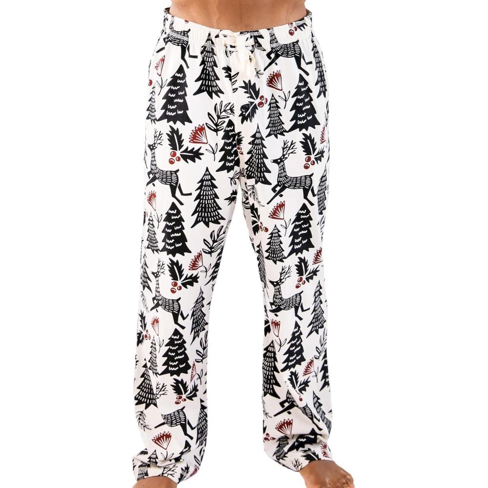 imageLazy One Funny Moose Pajama Pants for Men Mens Separate Bottoms Lounge PantsSilent Night Pajamas Pants
