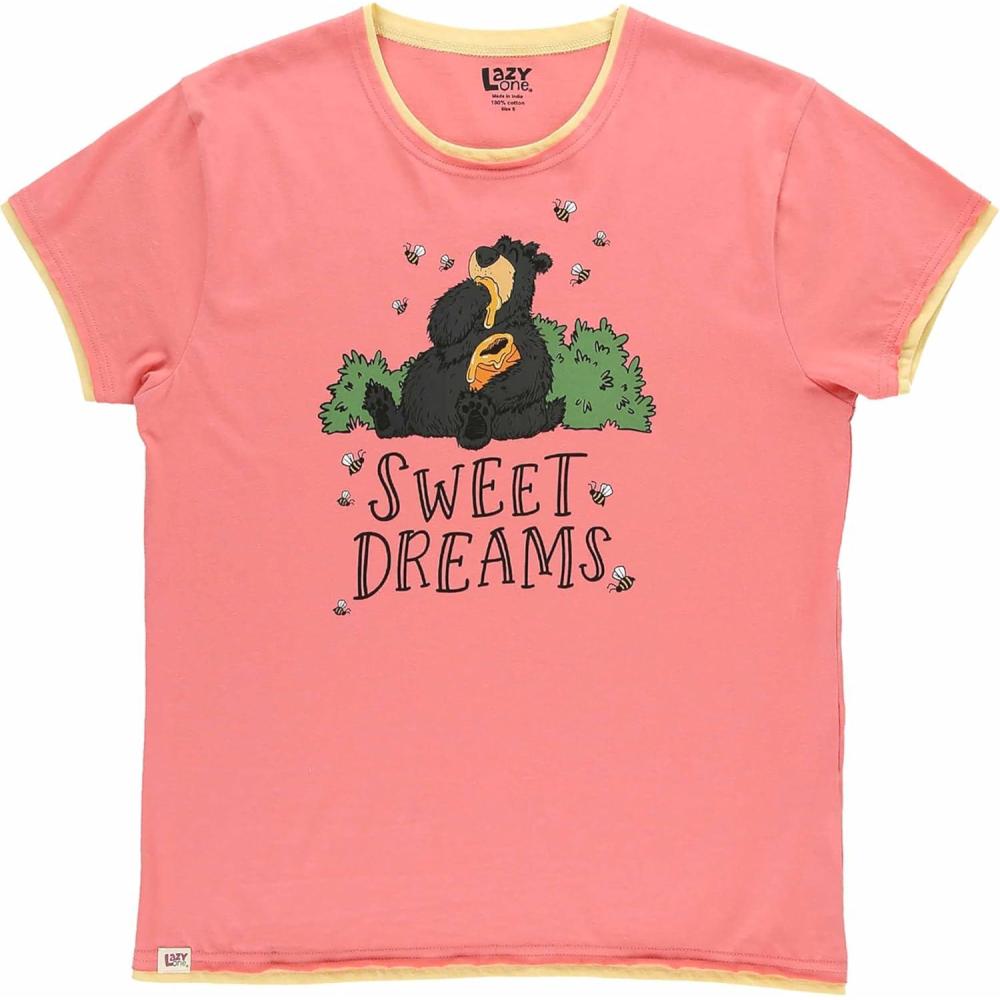 imageLazy One Pajamas for Women Cute Garden and Bear Pajama Pants and Top SeparatesSweet Dreams Pink Womens Pajama Shirt