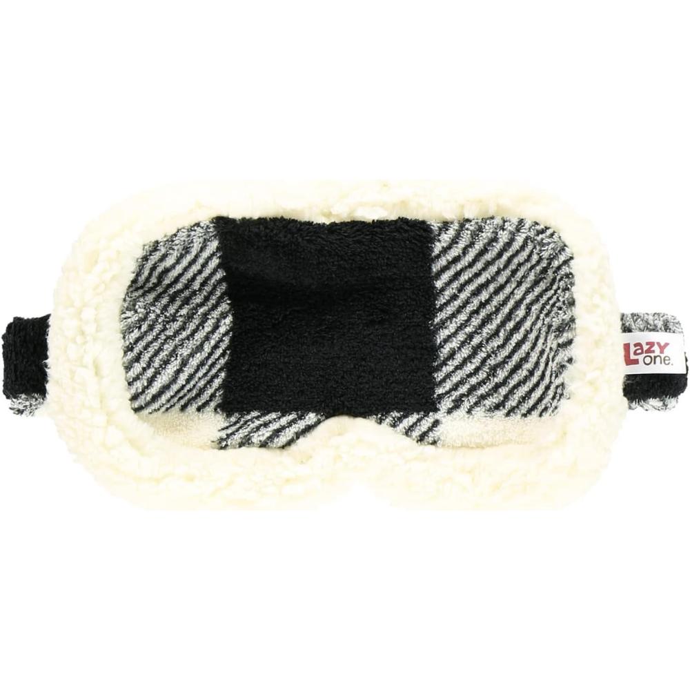imageLazy One Plush Sleep Masks for Women Washable Polyester Eye Covers for AdultsBlack and White Plaid Sleep Mask