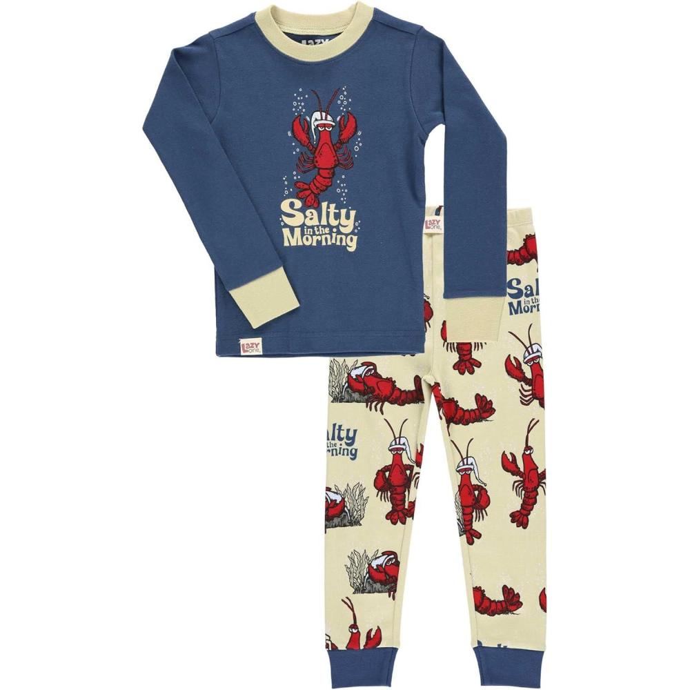 imageLazy One Warm LongSleeve PJ Sets for Girls and Boys Funny Animal Kids Pajama Sets Cozy ComfySalty in the Morning Pajama Sets