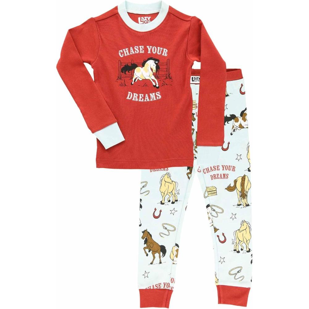 imageLazy One Warm LongSleeve PJ Sets for Girls and Boys Funny Kids Pajama Sets Cozy ComfyChase Your Dreams Pajama Sets