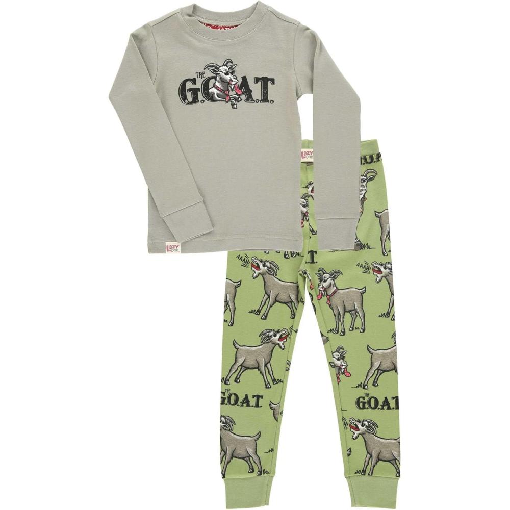 imageLazy One Warm LongSleeve PJ Sets for Girls and Boys Funny Kids Pajama Sets Cozy ComfyThe Goat Pajama Sets
