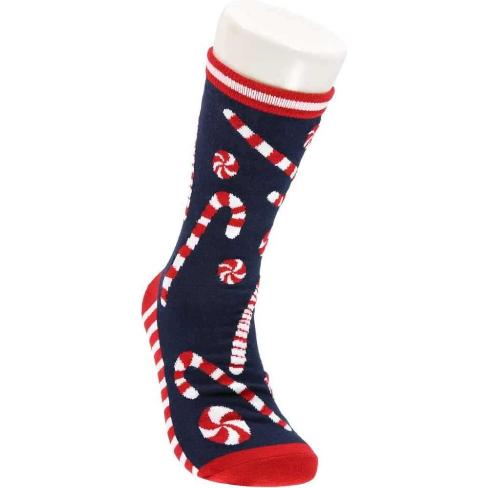 imageLazyOnes Men and Womens Novelty Crew Socks Funny Gifts For Men and Women Christmas SocksCandy Cane