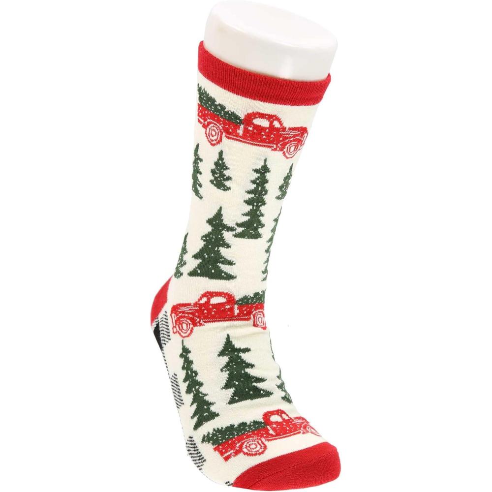 imageLazyOnes Men and Womens Novelty Crew Socks Funny Gifts For Men and Women Christmas SocksChristmas Truck