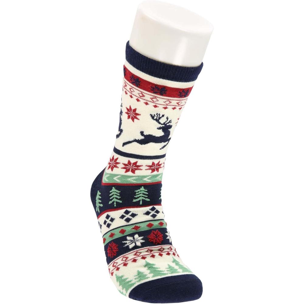 imageLazyOnes Men and Womens Novelty Crew Socks Funny Gifts For Men and Women Christmas SocksTree Fair Isle