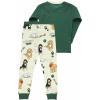 imageLazy One Warm LongSleeve PJ Sets for Girls and Boys Funny Animal Kids Pajama Sets Cozy ComfyDark Green Fetching Tired Pajama Sets