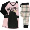imageLazy One Womens Soft Casual Pajama Leggings and Tall Tee Sets With Cute Fun Prints Cute Womens Pajama SetsBear Hug Legging Set