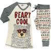 imageLazy One Womens Soft Casual Pajama Leggings and Tall Tee Sets With Cute Fun Prints Cute Womens Pajama SetsBeary Cool Pajama Set