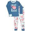 imageLazy One Warm LongSleeve PJ Sets for Girls and Boys Funny Kids Pajama Sets Cozy ComfyHogs  Kisses Blue Pajama Sets
