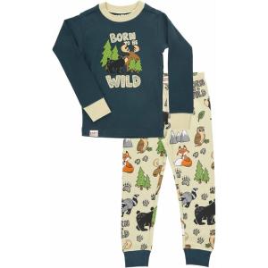 imageLazy One Warm LongSleeve PJ Sets for Girls and Boys Cozy Comfy Funny Kids Pajama Sets Animal Bear ampamp MooseBorn Wild Pajama Sets