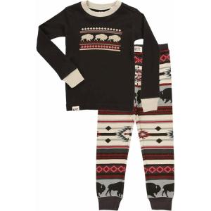 imageLazy One Warm LongSleeve PJ Sets for Girls and Boys Funny Kids Pajama Sets Cozy ComfyGrey Buffalo Pajama Sets