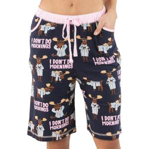 imageLazy One Womens Bermuda Shorts with Elastic Waistband and Scoop Pockets Animal Designs XSXLI Dont Do Mornings Bermuda Shorts