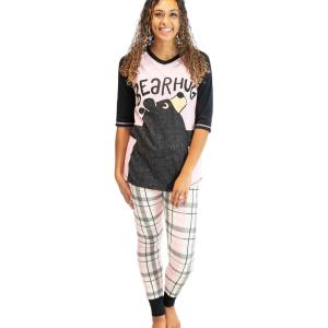 imageLazy One Womens Soft Casual Pajama Leggings and Tall Tee Sets With Cute Fun Prints Cute Womens Pajama SetsBear Hug Legging Set