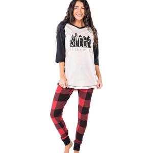 imageLazy One Womens Soft Casual Pajama Leggings and Tall Tee Sets With Cute Fun Prints Cute Womens Pajama SetsSleep in the Wild Pajama Set
