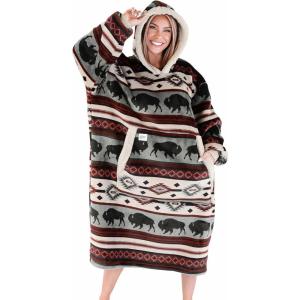 imageLazyOne Oversized Blanket Hoodie Oversized Hoodies for Women and Men One Size Fits All Wearable BlanketsBuffalo Fair Isle