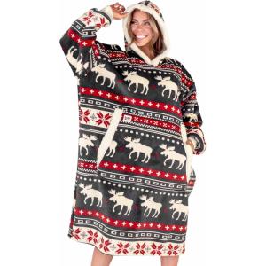 imageLazyOne Oversized Blanket Hoodie Oversized Hoodies for Women and Men One Size Fits All Wearable BlanketsCabin Fair Isle