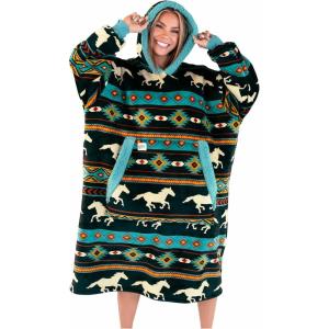 imageLazyOne Oversized Blanket Hoodie Oversized Hoodies for Women and Men One Size Fits All Wearable BlanketsHorse Fair Isle