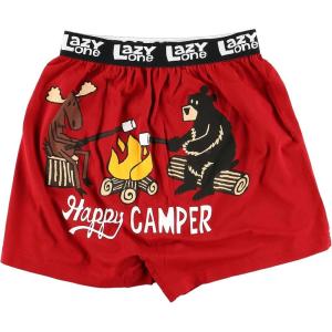 imageLazy One Funny Animal Boxers Humorous Underwear Novelty Boxer Shorts Gag Gifts for MenHappy Camper Boxers