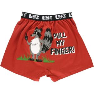 imageLazy One Funny Animal Boxers Humorous Underwear Novelty Boxer Shorts Gag Gifts for MenRed Pull My Finger Kids Boxer