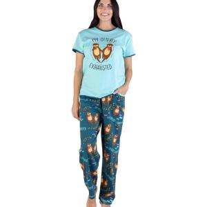 imageLazy One Womens Aquatic Pajama Set  Cute Ocean ampamp Coastal Animal Loungewear for Comfort and FunIm Otterly Exhausted Pajama Set