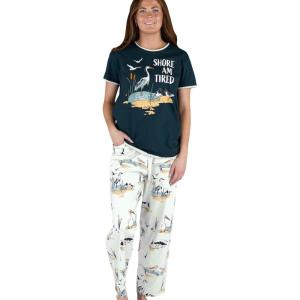 imageLazy One Womens Aquatic Pajama Set  Cute Ocean ampamp Coastal Animal Loungewear for Comfort and FunShore Am Tired Pajama Set