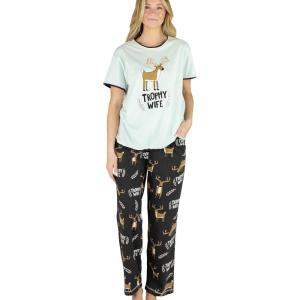 imageLazy One Womens Aquatic Pajama Set  Cute Ocean ampamp Coastal Animal Loungewear for Comfort and FunTrophy Wife Blue Pajama Set