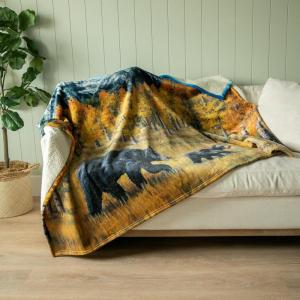 imageLazy One Sherpa Throw Blanket  Original Bear or Moose Painting Design  Cozy Reversible Fleece ampamp Sherpa Throw Rustic Cabin ampamp Lodge Style 50 x 65 MooseBear Fall