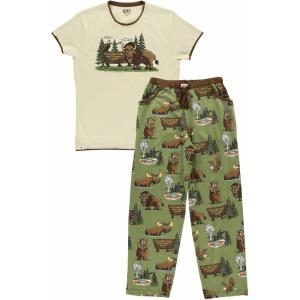 imageLazy One Womens Pajama Set Short Sleeves with Cute Prints Relaxed Fit Bear and Moose PrintsYellowstone Pajama Set