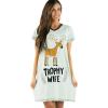 imageLazy One Womens Nightgown Funny VNeck Sleep Shirt for Women Deer Pajama Shirt Trophy Wife Blue LXL