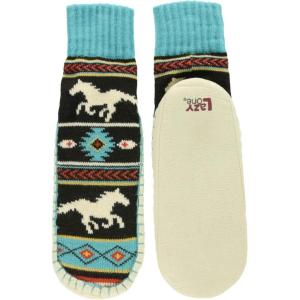 image:imageLazy One Knitted Slippers Cozy Slipper Socks for Women and MenHorse Fair Isle Knitted Slipper Socks