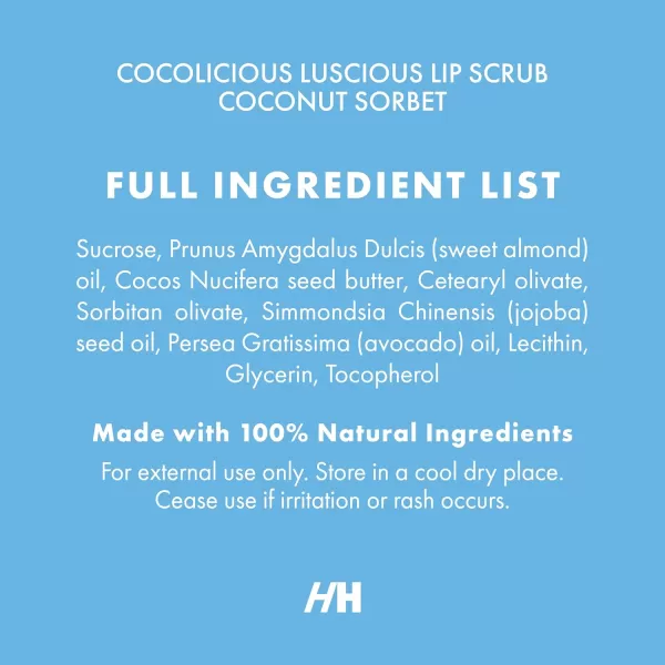 Handmade Heroes 100 Natural Lip Scrub Vegan Conditioning Coconut Exfoliator  Gentle Exfoliant Sugar Polish and Scrubber for Chapped Dry Lips 1oz Coconut Sorbet01  Coconut Sorbet