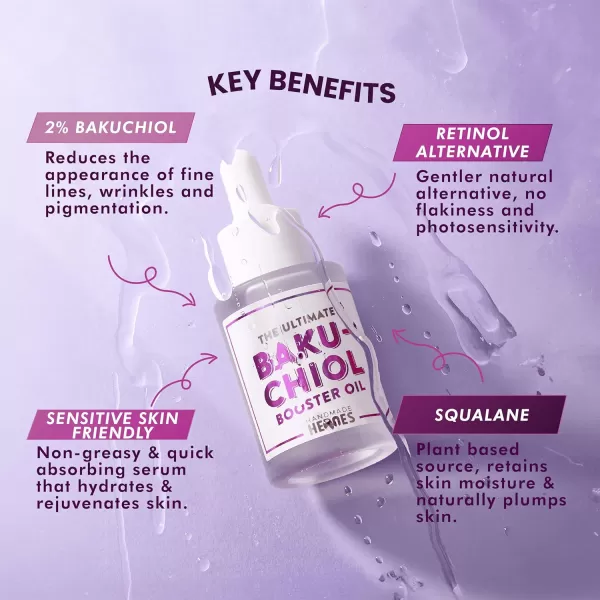 Handmade Heroes 2 Bakuchiol Booster Oil with Sugarcane Squalane All Natural Retinol Alternative For Radiant and Line Smoothing 075oz01  Standard Size 075 fl oz