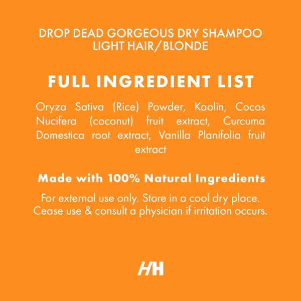 Handmade Heroes Non Aerosol Dry Shampoo Volume Powder  18oz  100 Natural ampamp Vegan  For Dark Hair ampamp Brunette Hair05  Light to Medium Hair 2pc