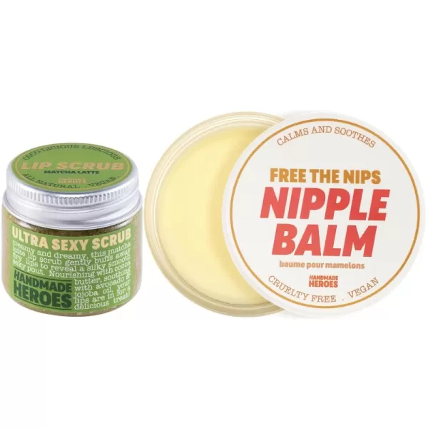 Perfect Pair for Nourished Lips and Soothed Nipples  Lip Scrub Matcha Latte and 100 Natural and Vegan Nipple Balm with Calendula Extract