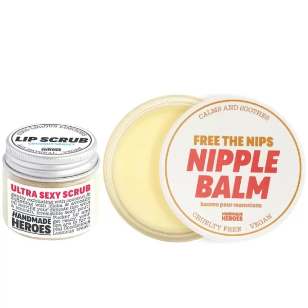 The Ultimate Lip ampamp Nipple Care Set  Gentle Exfoliant Sugar Lip Scrub Coconut Sorbet and 100 Natural and Vegan Nipple Balm Bundle