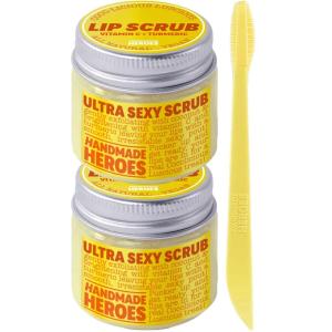 imageHandmade Heroes Turmeric ampamp Vitamin C Lip Scrub Set  2 Pack Natural Vegan Sugar Polish  Lip Exfoliator Tool  Brightening ampamp Conditioning for Dark Dry Chapped Lips
