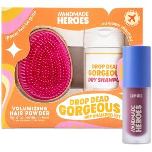 imageHandmade Heroes Non Aerosol Volumizing Dry Shampoo Hair Care Kit Blonde ampamp Lip Oil Moisturizing Lip Gloss  Sweet Beet