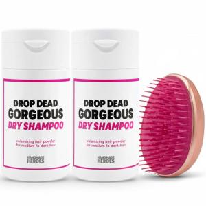 imageHandmade Heroes Non Aerosol Volumizing Dry Shampoo Powder ampamp Hair Brush for Dark Hair ampamp Brunette Hair  Clean Beauty Vegan Hair Care