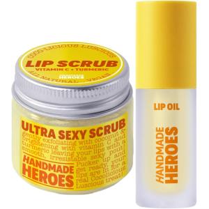 imageHandmade Heroes Turmeric ampamp Vitamin C Lip Care Kit  100 Natural Lip Scrub ampamp Lip Oil for Dry Dull Lips  Brightening ampamp Nourishing Lip Therapy Set
