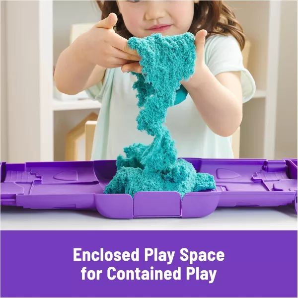 Kinetic Sand Castle Case with 1lb Teal Play Sand Multipurpose Play Space and Storage Container Sensory Toys for Kids Ages 3 and upTeal