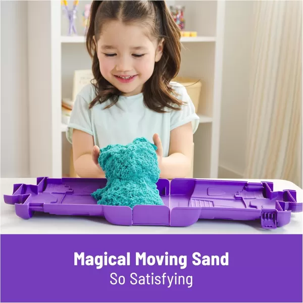 Kinetic Sand Castle Case with 1lb Teal Play Sand Multipurpose Play Space and Storage Container Sensory Toys for Kids Ages 3 and upTeal